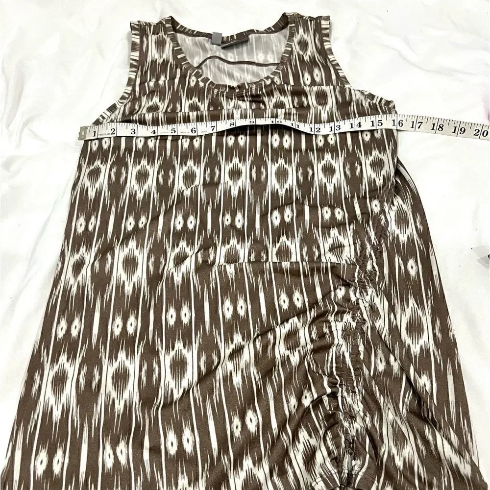 Athleta sleeveless tunic top abstract ikat print side ruched size M